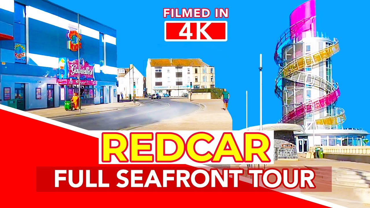 REDCAR ENGLAND | Full seafront tour of Redcar UK - Virtual Walk filmed in 4K