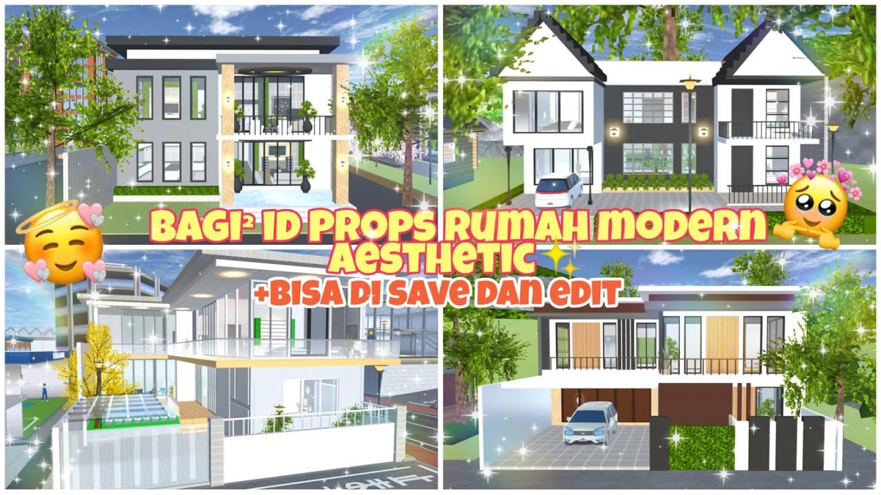 BAGI BAGI ID PROPS RUMAH MODERN AESTHETIC+BISA DI SAVE EDIT || sakura school simulator