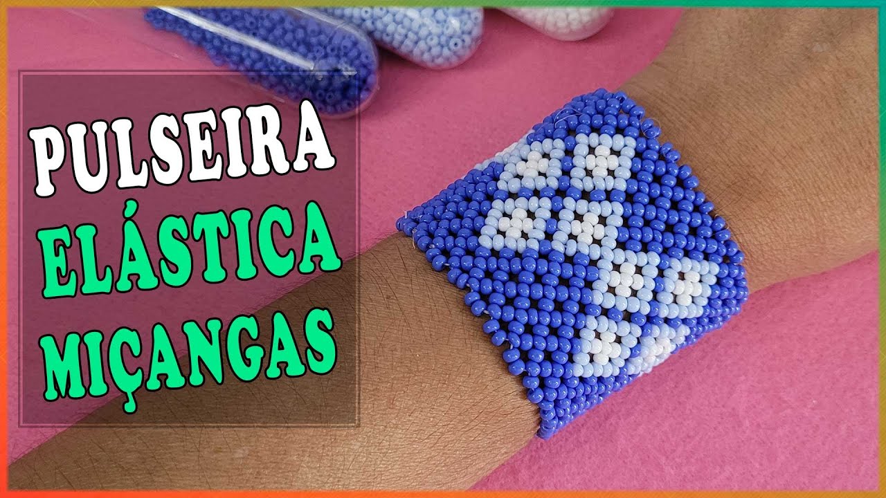 como fazer pulseira elástica com miçangas
