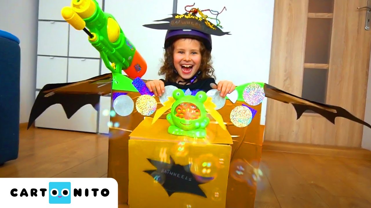 🦇🛠️🚗 DIY #BATWHEELS BATMOBIL w domu! 🏠 Kalinka i rodzina wkraczają do akcji! 💥 | @CartoonitoPL​