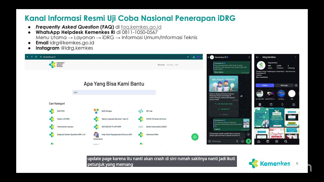 Sosialisasi Update Patch dan Koding Untuk Uji Coba iDRG pada RS Belum Bridging