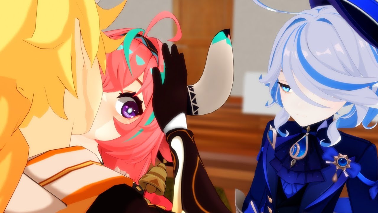 When Furina saw Aether kiss Varesa - Genshin Impact Animation