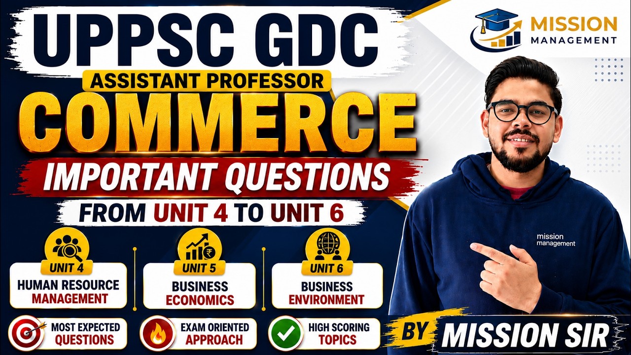 UPPSC GDC Assistant Professor Commerce 2026 | Unit 4, 5 & 6 Important Questions with Explanation