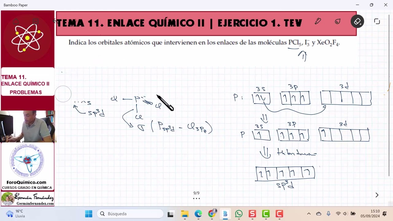 TEMA 11. ENLACE QUÍMICO II | TEV |  EJERCICIO 1. INDICAR ORBITALES QUE FORMAN ENLACES EN MOLÉCULAS