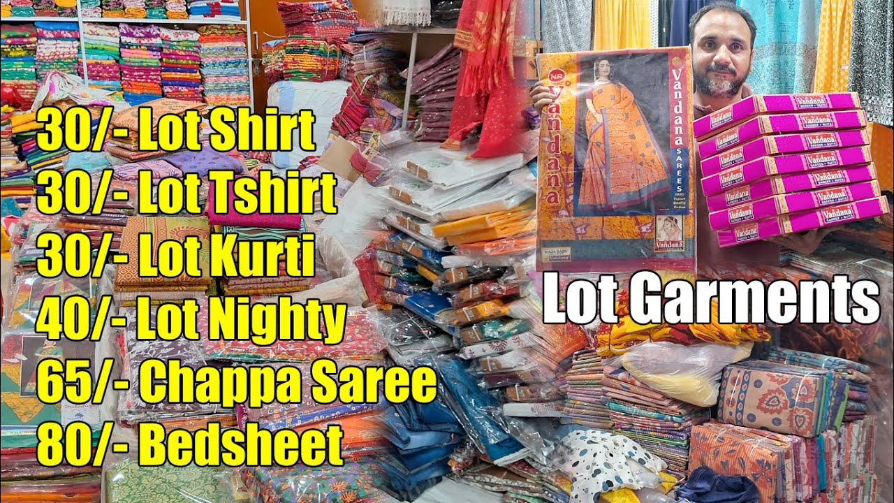 20/- Lot Garments 30/- Tshirt, Tshirt, 30/- Kurti, 40/- Nighty, Jeans, 50/- Saree, 80/- Chappa Saree