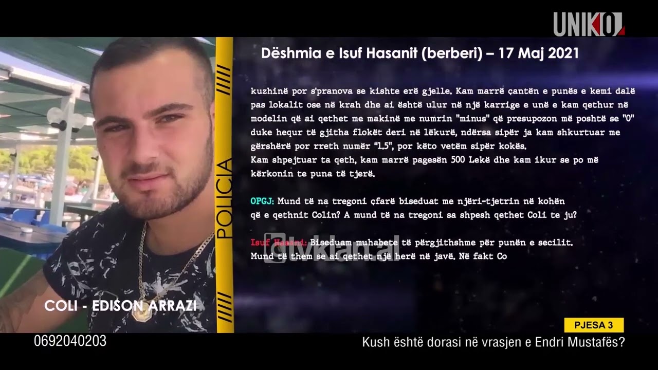 Uniko – Vrasja e Endri Mustafës, detaji që “nxjerr zbuluar” Edison Arrazin për numrin e telefonit