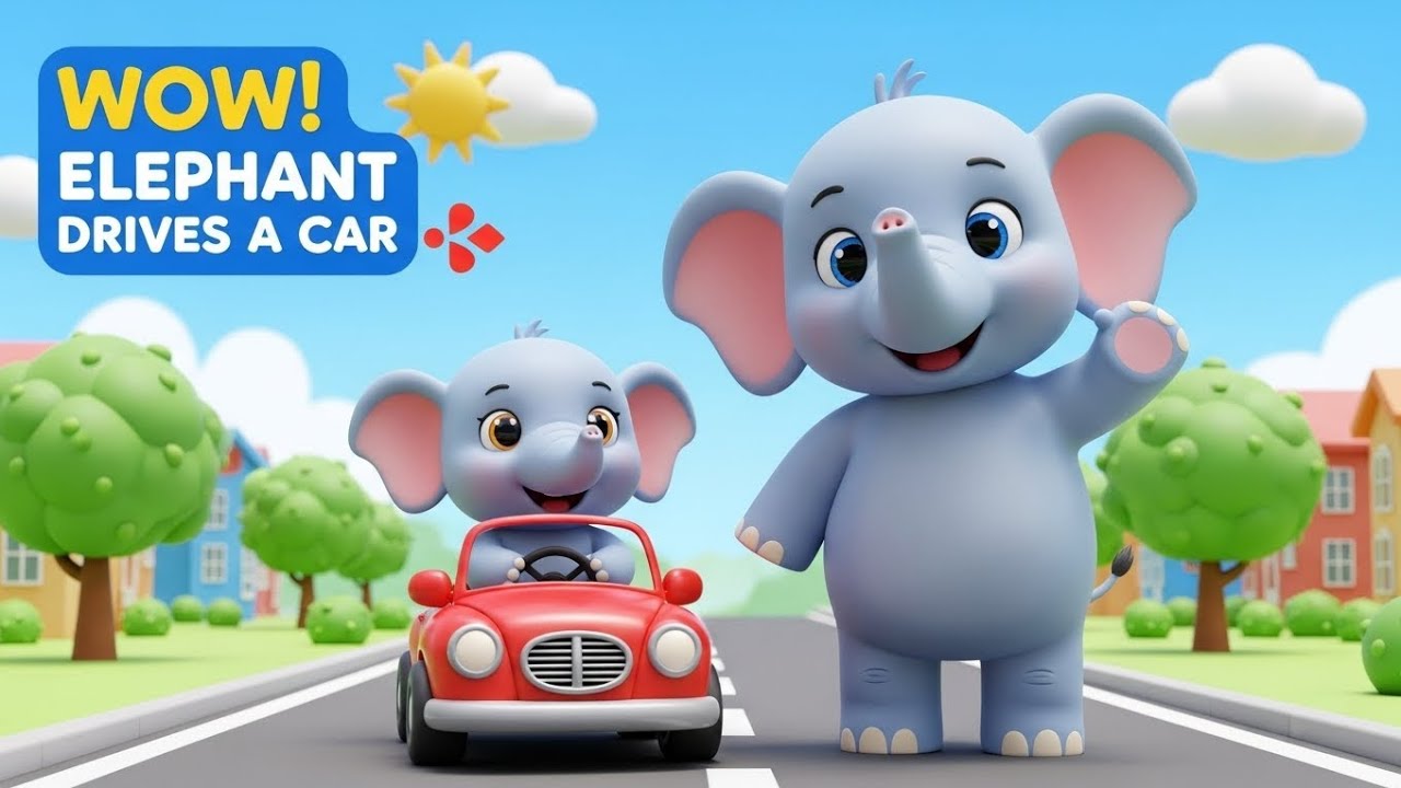 WOW! Elephant Drives a Car 🚗🐘 | Cute Kids Song from Mama Elephant