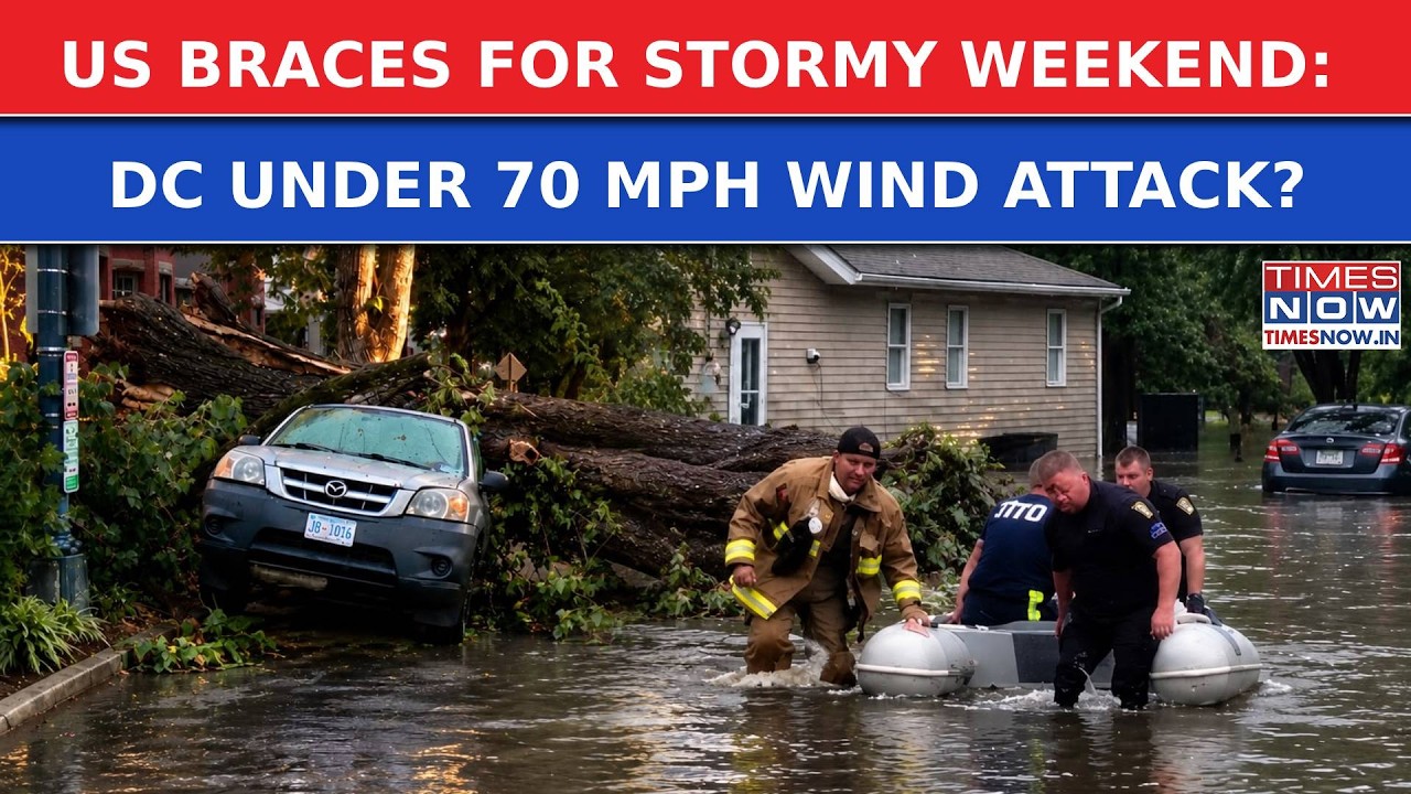 US Storms: Powerful 70 MPH Winds Batter Capital DC| Trees Crash Onto Cars| Heavy Rain, Power Outage