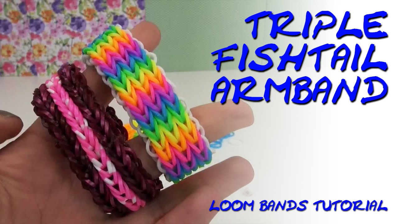 Triple Fishtail Rainbow Loom Bracelet Tutorial NEW Dreifach Fischgrät-Armband Anleitung deutsch