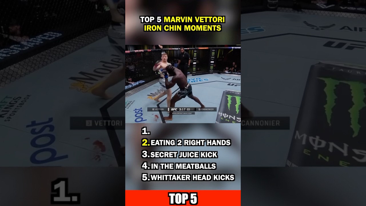5 лучших моментов Марвина Веттори с железным подбородком #ufc #mma #ufcfightnight #shorts