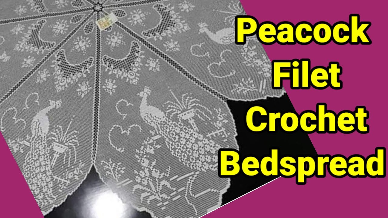 Filet #crochet peacock tablecloth for table part 6