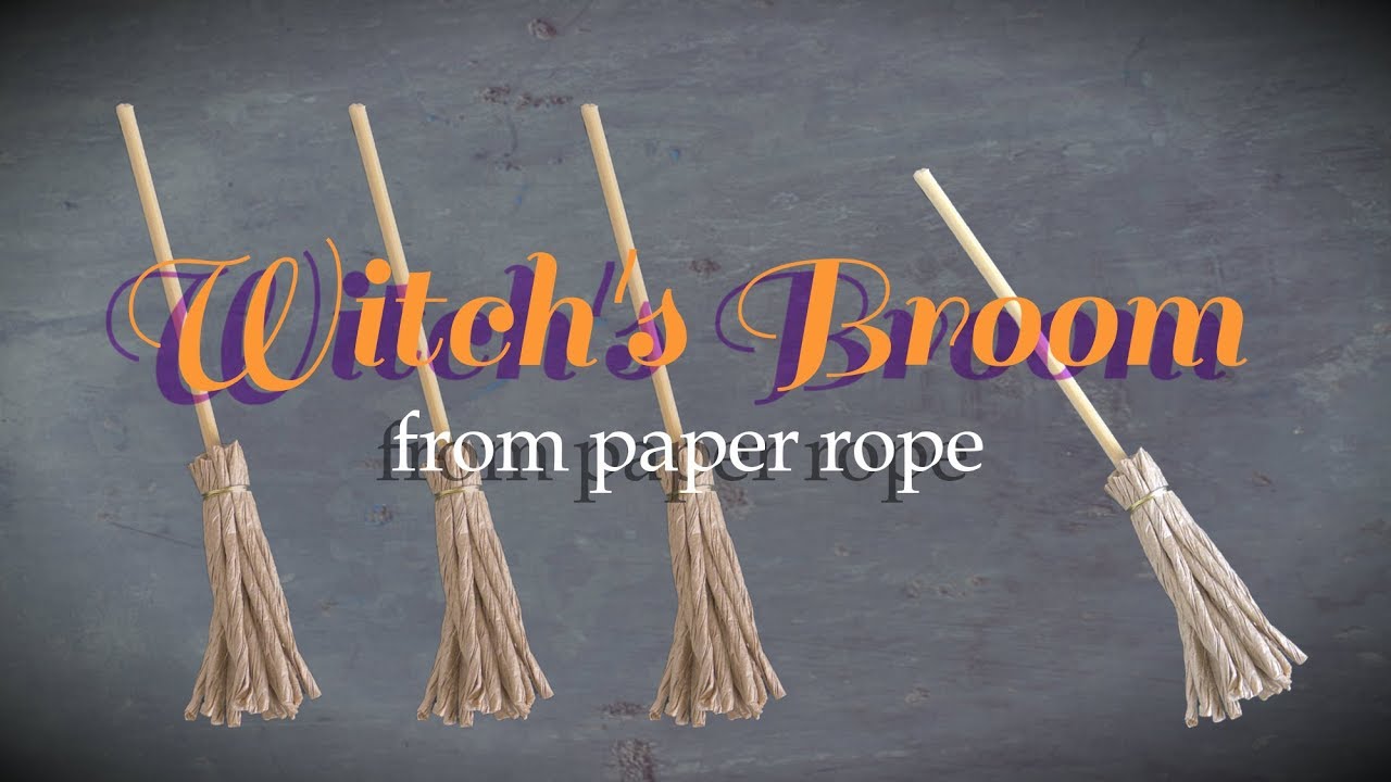 紙ひもで作るハロウィンの魔女のほうきの作り方 - How to Make Halloween Witch's Broom