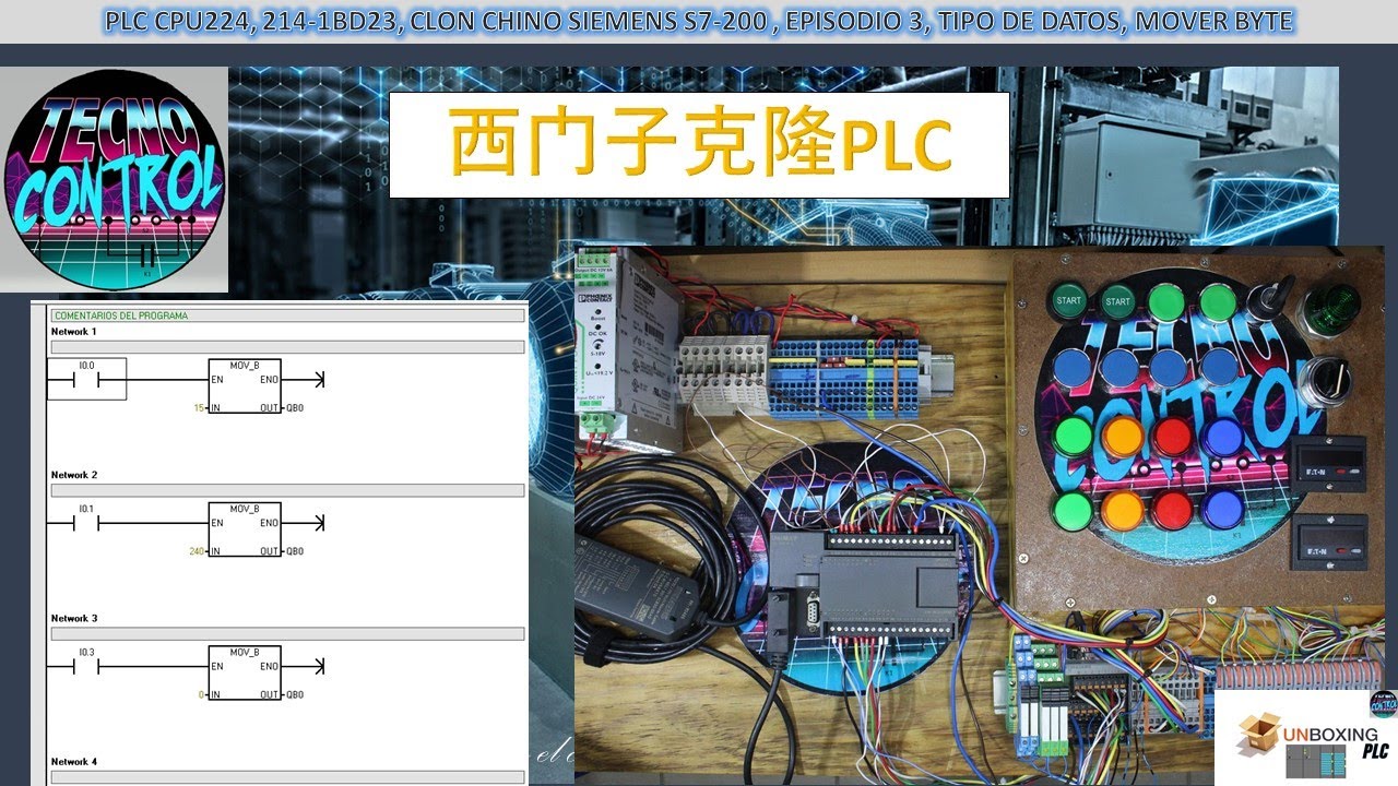 PLC CPU224, 214-1BD23, CLON CHINO SIEMENS S7-200 , # 3, TIPO DE DATOS, MOVER BYTE