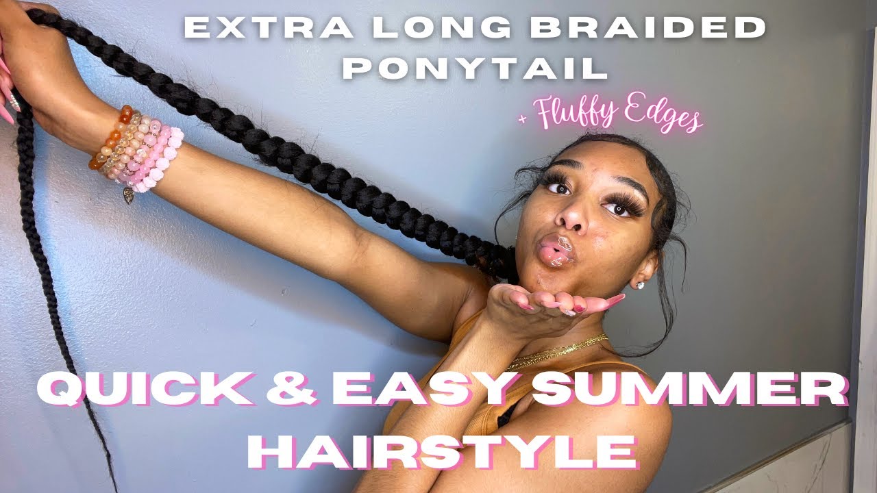 SLICK BACK BRAIDED PONYTAIL TUTORIAL + FLUFFY EDGES , ZIG - ZAG PART