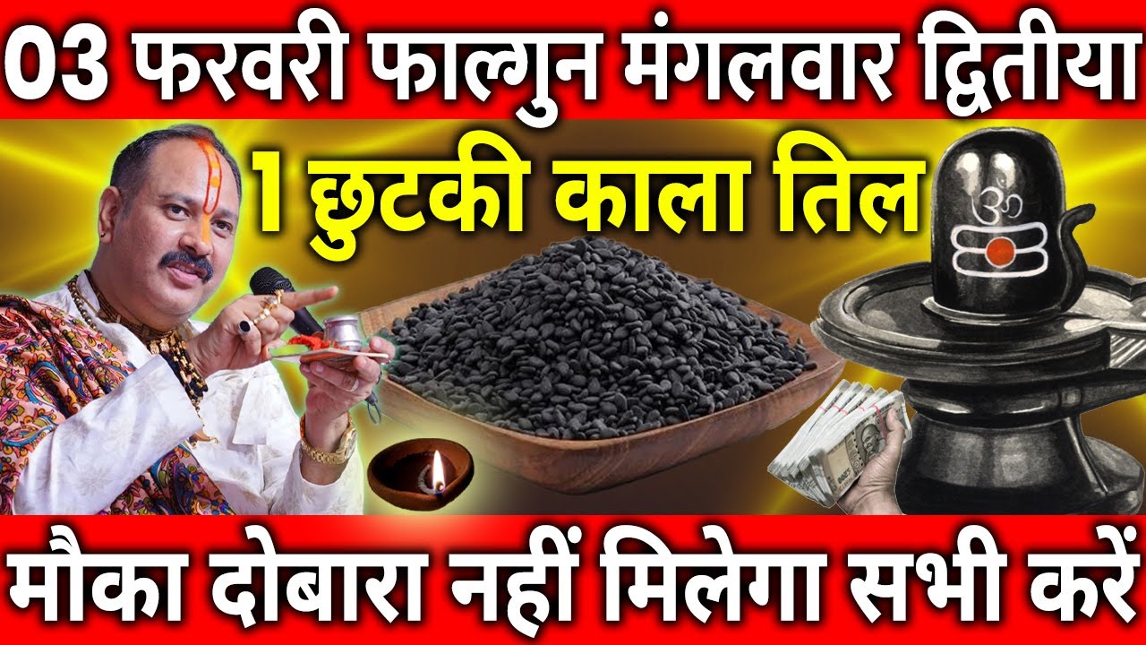 03 फरवरी फाल्गुन मंगलवार द्वितीया के दिन 1 छुटकी काला तिल वाला उपाय जरुर करे || Pradeep Ji Mishra