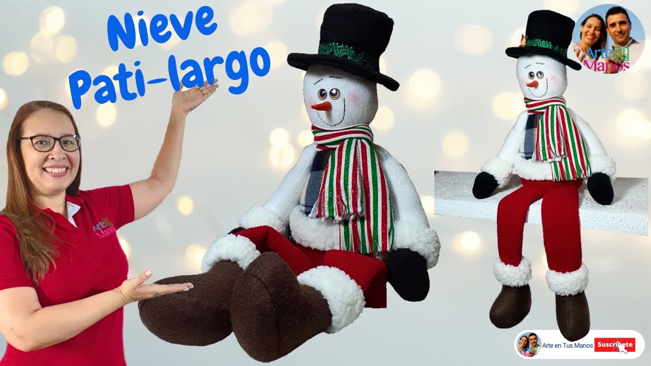 🔴Cómo Hacer MUÑECOS DE NIEVE PATILARGOS, Tutorial con Arte en Tus Manos