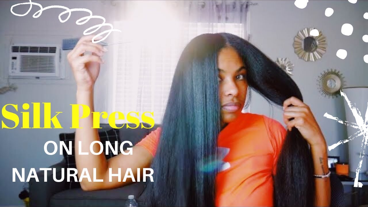 Silk press on tailbone length hair || 🖤🔥😍