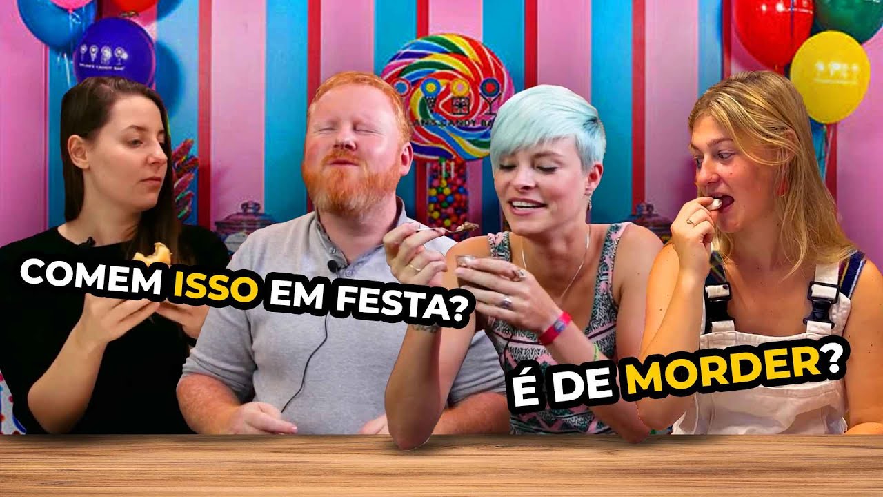 GRINGOS PROVANDO DOCINHOS DE FESTA BRASILEIROS 🇧🇷