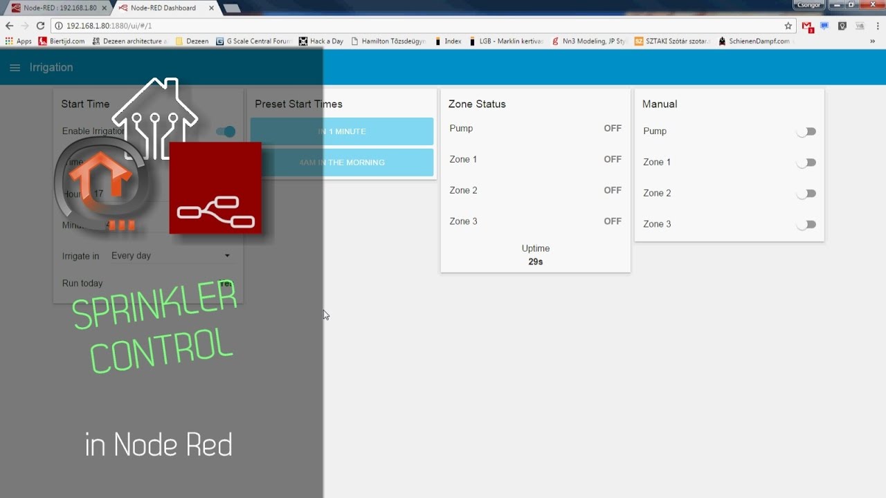 Sprinklers control in Node Red