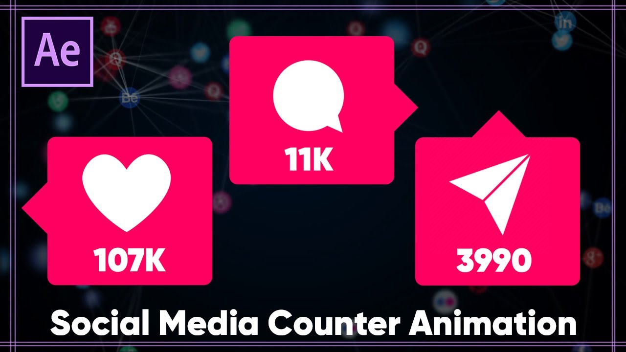 Social Media (LIKE,COMMENT,SHARE) Counter Animation - After Effects Tutorial
