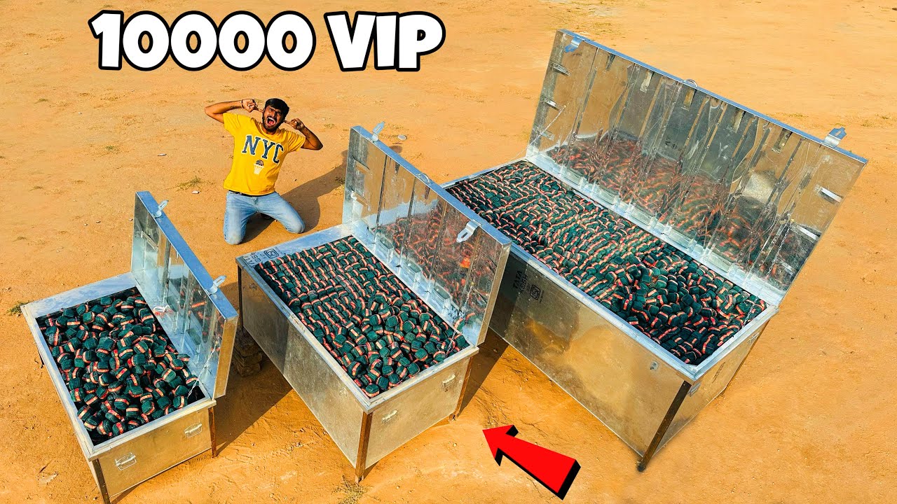 3 Big Steel Boxes Vs 10000 Diwali Vip 😎 - Will It Survive? - आज तो पूरे गाँव में भूकंप आ गया 😳