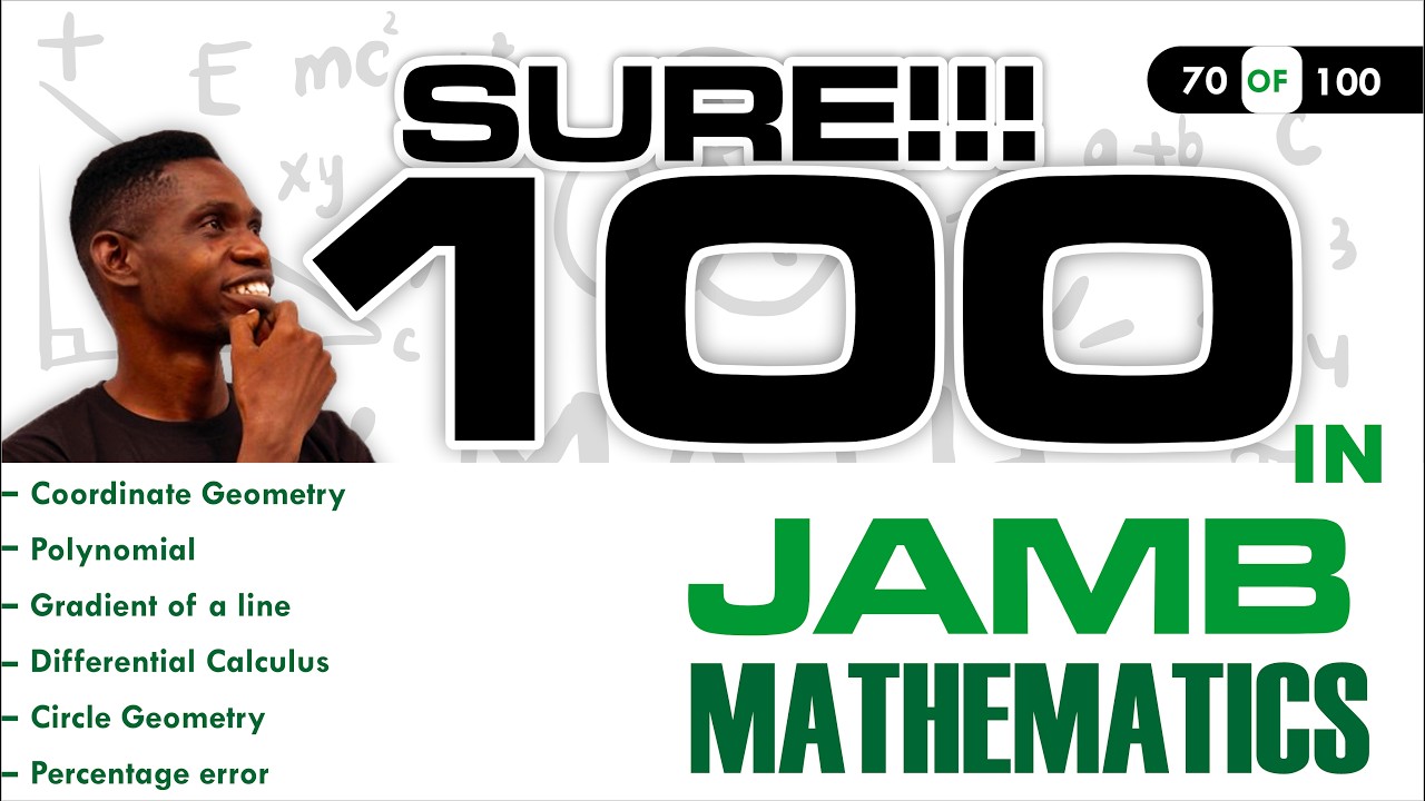 JAMB Mathematics - Gradients, Polynomials, Lines, Calculus, Circles, % Error - UTME Mathematics