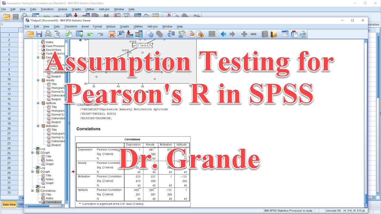 Testing the Assumptions for Pearson's R in SPSS