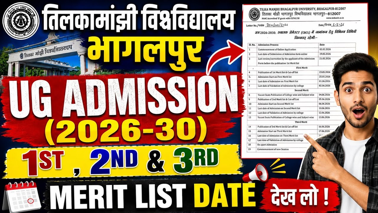 Tilka Manjhi University UG Admission 2026 | When Will the Merit List Be Released? TMBU UG Admissi...