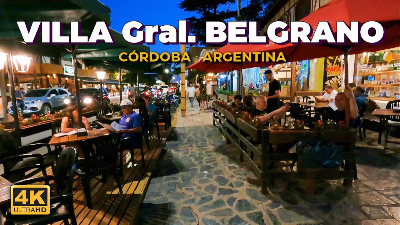 Anochecer en VILLA Gral. BELGRANO (Walking Tour) |CÓRDOBA🔸ARGENTINA 4K 🇦🇷