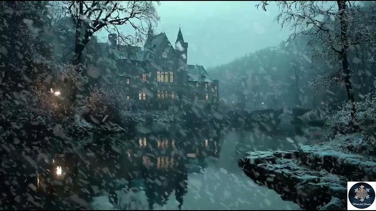 Snowy Cabin Night – Wind Blowing & Snow Falling Outside for Deep Sleep & Stress Relief