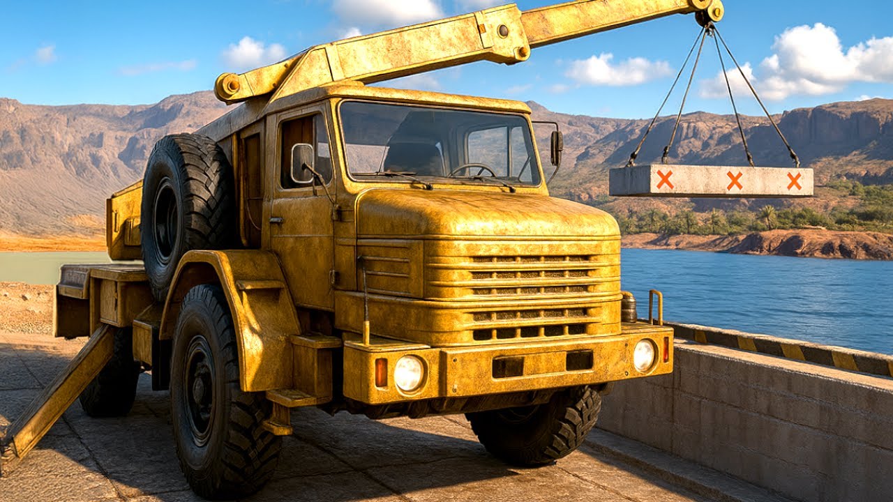 Using a CRANE to build a FLOOD WALL! (RoadCraft)