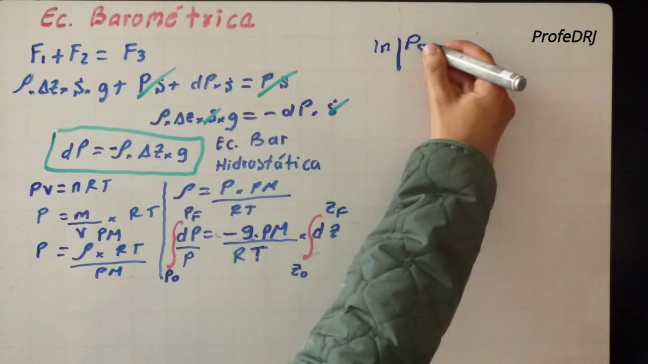 Demostración y Aplicación de la Ecuación Barométrica (Presión a diferentes altitudes)