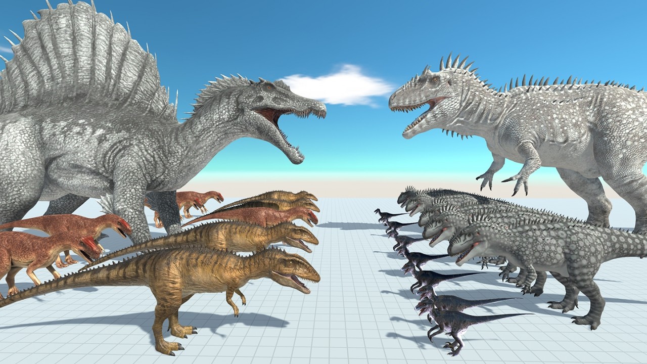 Dinosaur Battle: Spinosaurus ARK VS Carcharodontosaurus ARK in Animal Revolt Battle Simulator ARBS
