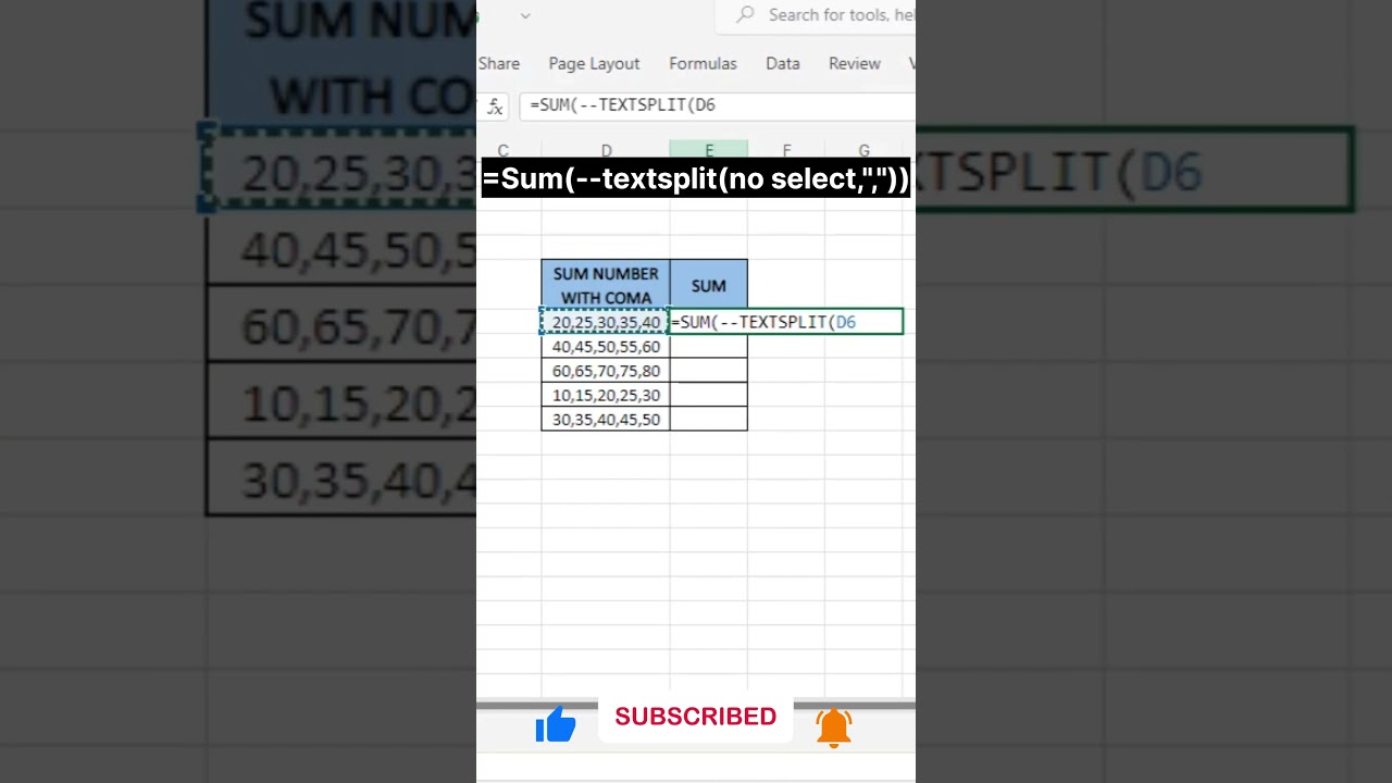Sum Numbers Separated by Comma in Excel ➕ | Excel Formula Trick #excel #exceltips