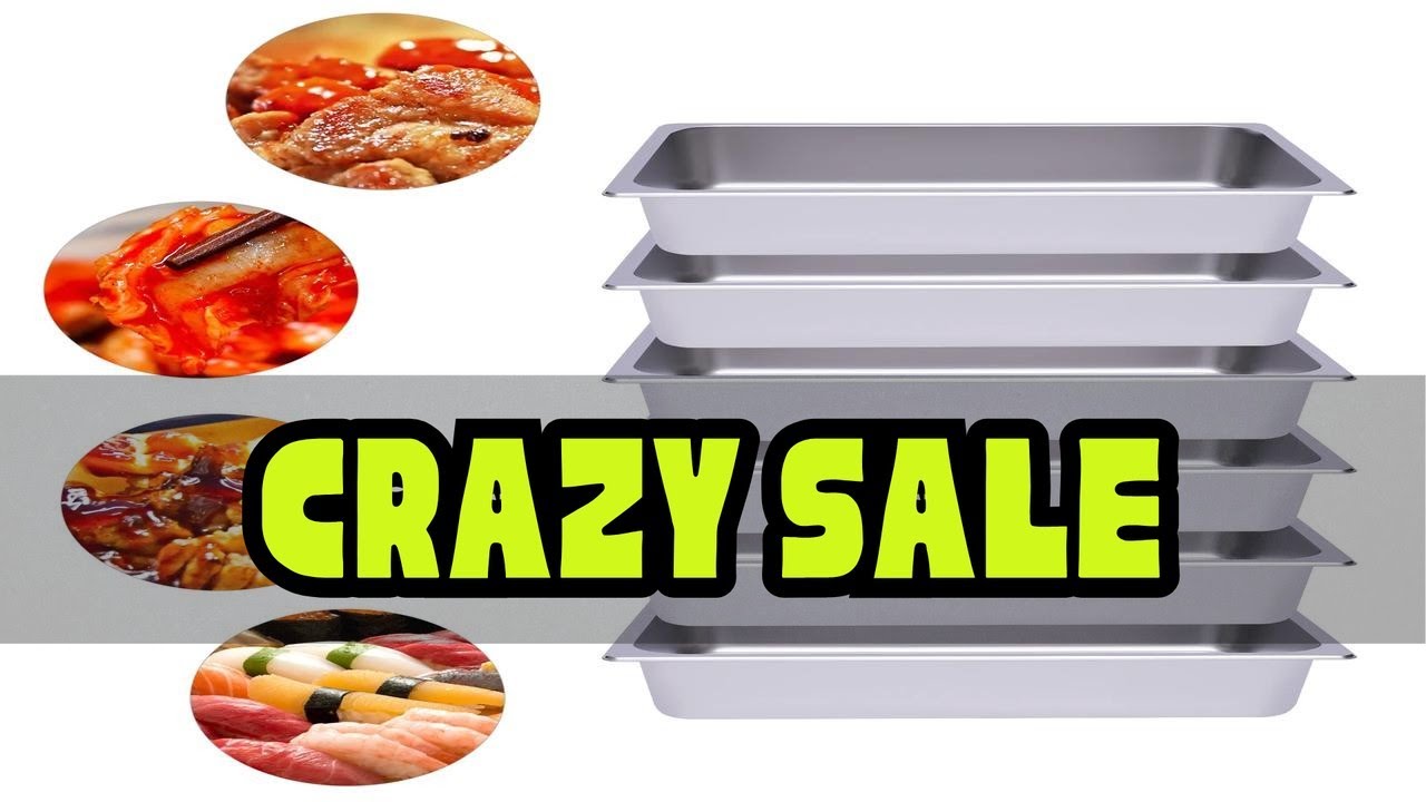 6-Piece Large-Capacity Stainless Steel Steam Table Pan Set, 201 Stainless Steel, Rolled Edges, Elec