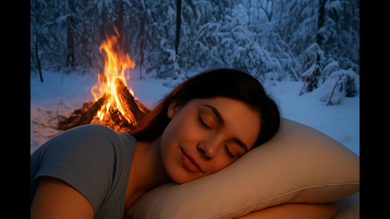 ❄️🔥Fogata en el Bosque Nevado  sin anuncios – Sonido Real para Dormir,  como Salva Pantalla en 4K🔥❄️