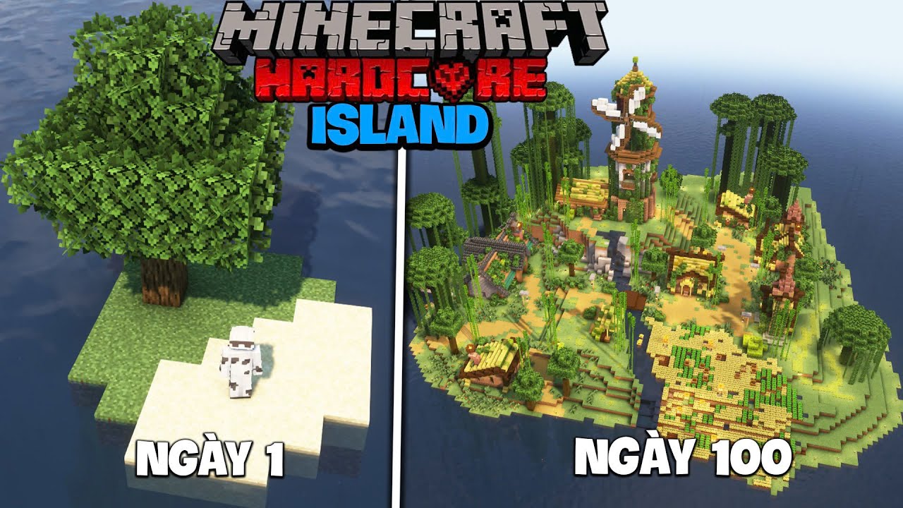 Tôi đã Sống Sót 100 Ngày Trên một Hòn Đảo Hoang Vắng Trong Minecraft Siêu Khó !!!