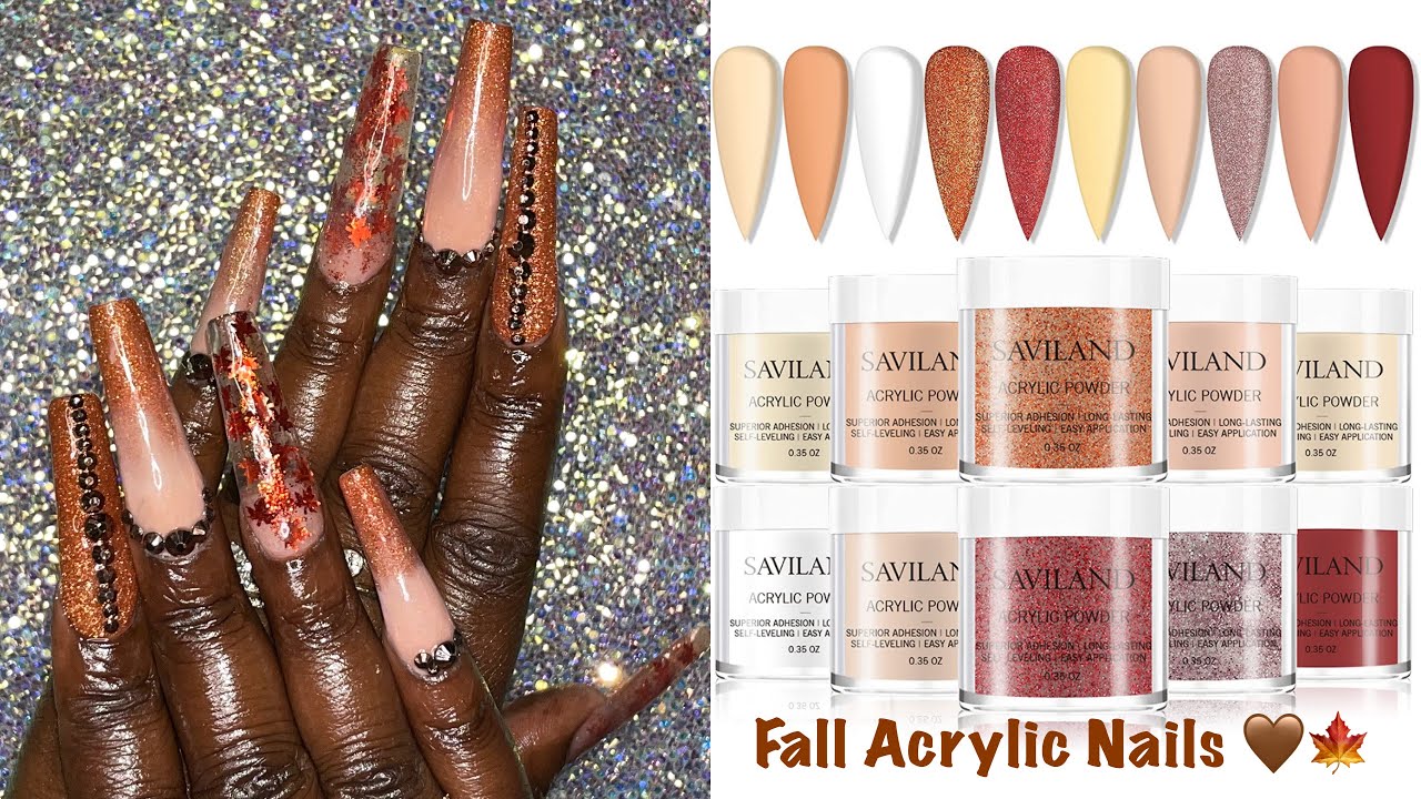 🍁Fall Glitter Set | Beginner Acrylic Application | Encapsulated Glitters #Saviland  #MapleLeaf