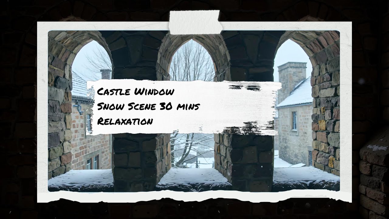 Castle Window - Stone window snow   Projection   Relaxation  (30 Minutes)