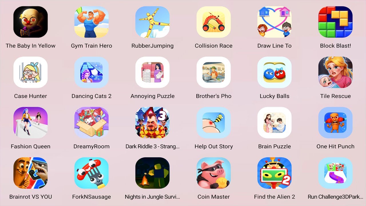 Roblox,Brain Puzzle 2,Run Challenge3D,Tile Rescue,Annoying Puzzle,Block Blast,Dreamy Room,Snake Hero
