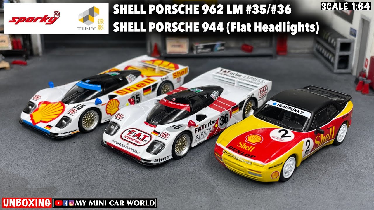 『MY MINI CAR WORLD』UNBOXING SPARKY x TINY 1/64 SHELL PORSCHE 962 LM & SHELL PORSCHE 944