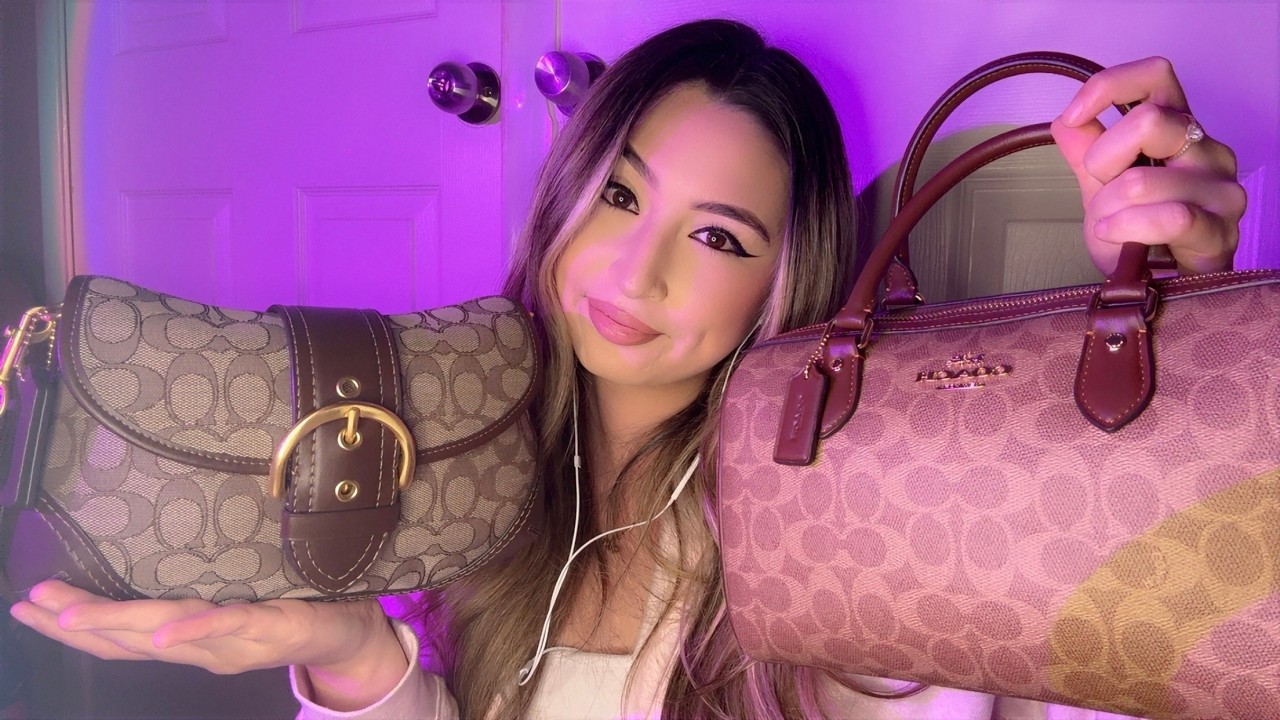 Whispered ASMR | Coach Bag Collection (8 Bags) Tapping, Sticky Tapping & Scratching