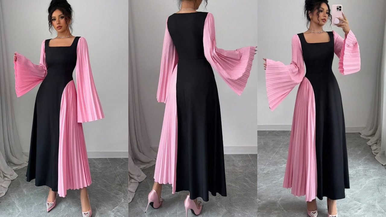 How to cut and sew this flare dress with a side godet || freehand method