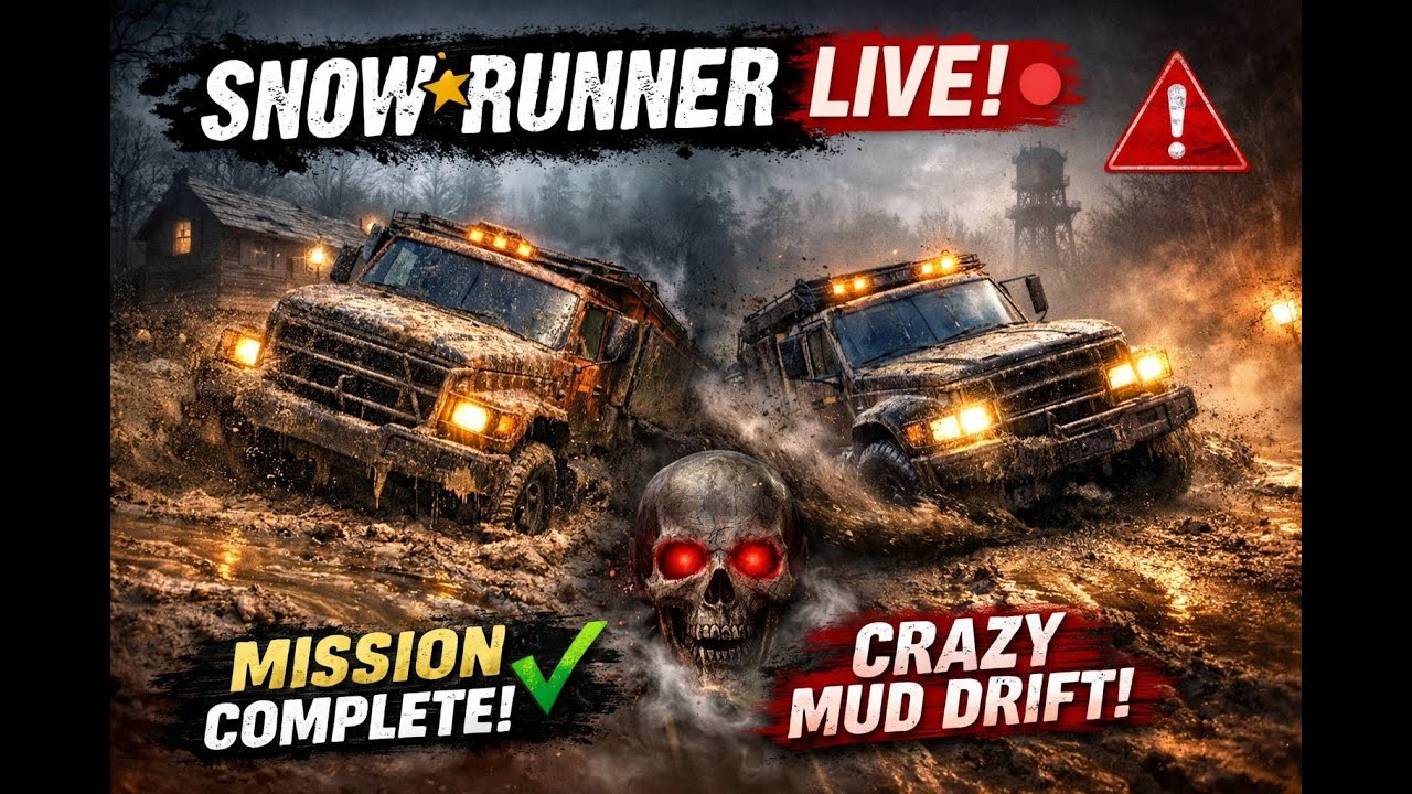 SnowRunner LIVE 🔴 | Mission Completion + Crazy Drift in Mud Range | Horror Thrill & Danger Drive!