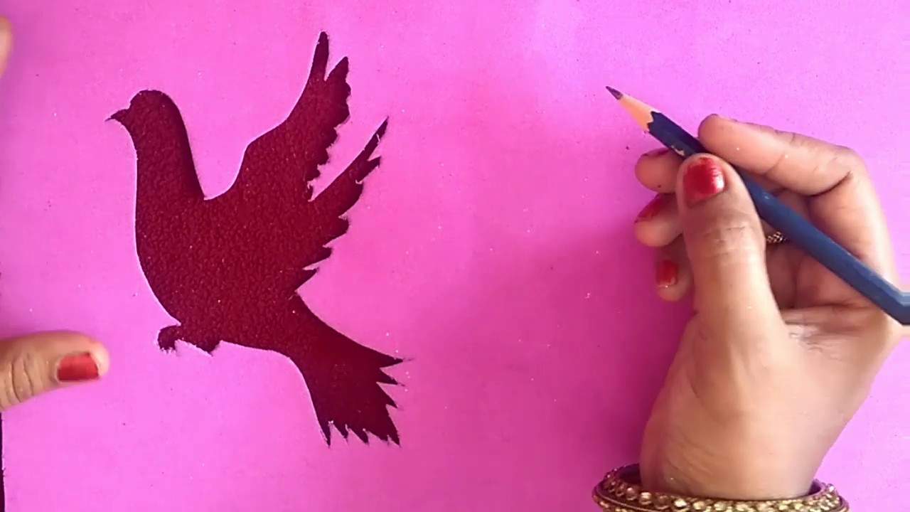 DIY- How to make wall hanging bird/Glitter foam sheet bird /Easy to cut glitter sheet flying bird/