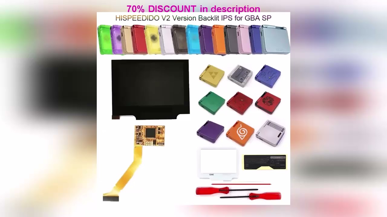 A must-have product! HISPEEDIDO V2 IPS Screen GBA SP 3.2 inch LCD Replacement Screen Kits For Game
