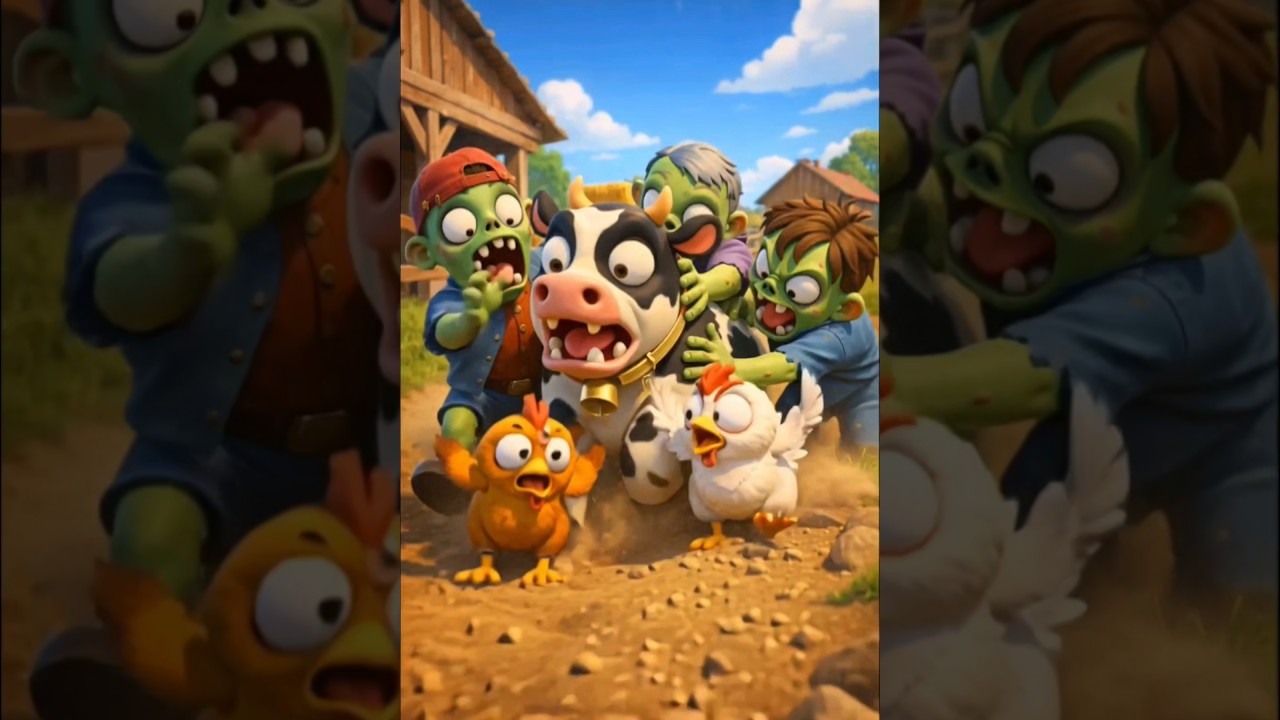 Zombies attack Farm Animals and granny becomes angry | Farm Cow and Chicken 🐔🐄🐮 Zombie Short Video