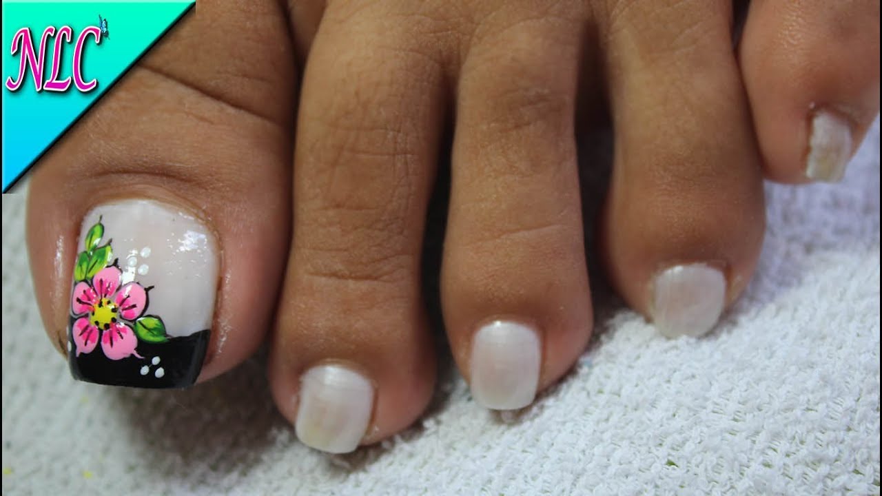 DECORACIÓN DE UÑAS PARA PIES FLORES Y FRANCÉS♥ - FLOWERS NAIL ART - FRENCH NAIL ART - NLC