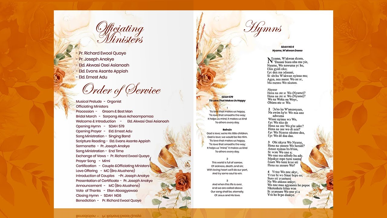 How To Design a Beautiful WEDDING PROGRAM OUTLINE in Photoshop | Step by Step