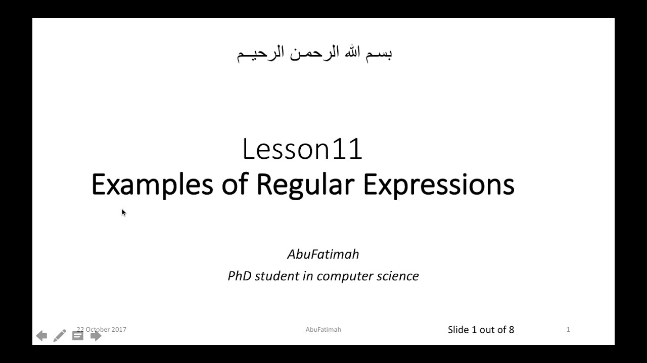 نظرية الحوسبة ١١: Examples of Regular Expressions
